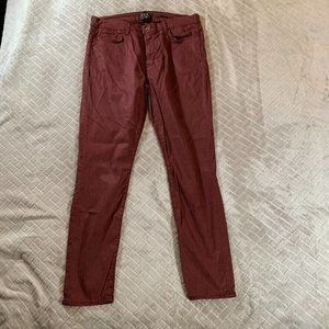 7 For All Mankind JEN7 Womens 12 Chino Pants Maroon Red Skinny Ankle High Rise